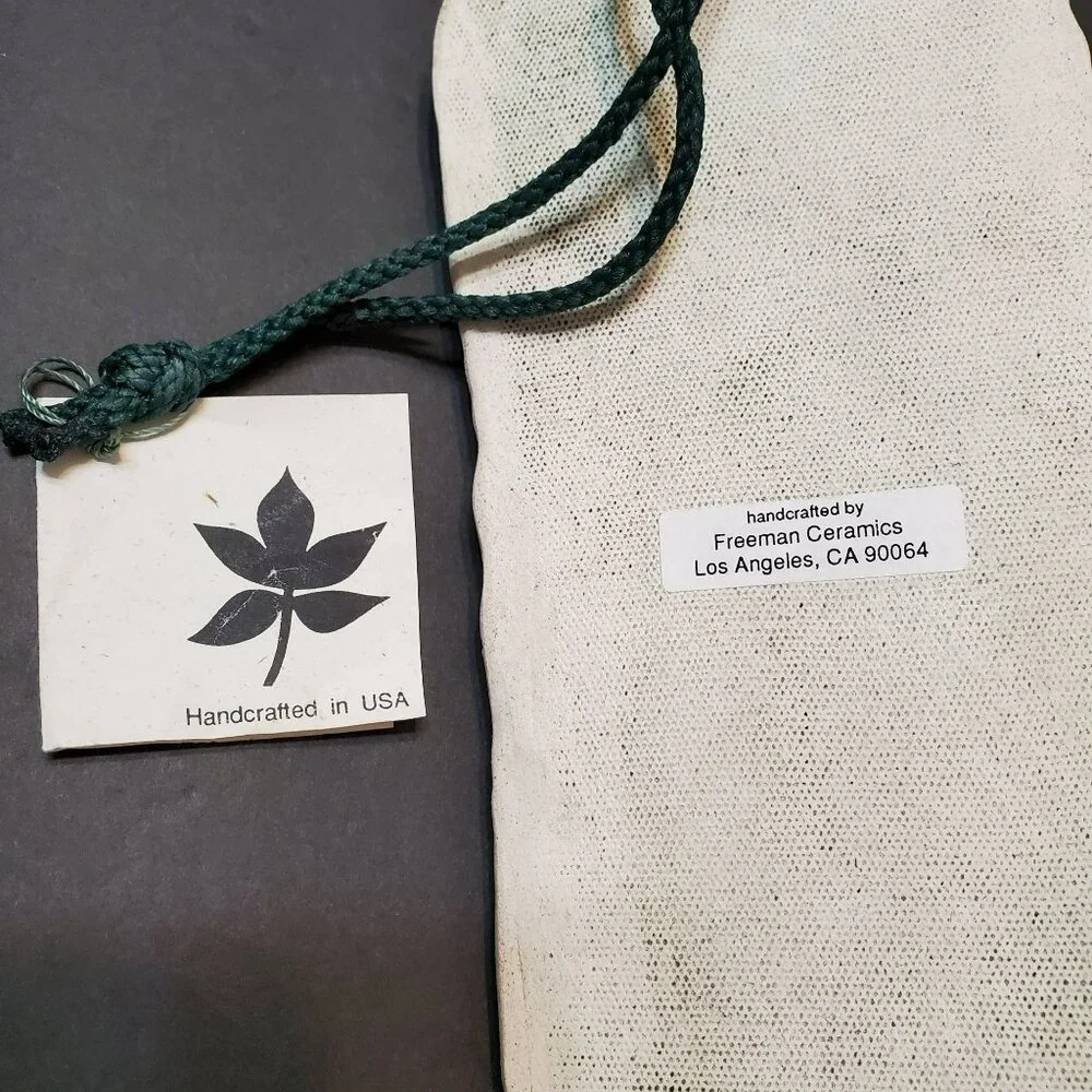 Freeman Ceramics California Handcrafted Botanical Pottery Pouch Vase Wall Pocket
